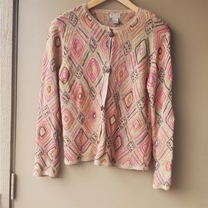 Crocheted Knit Bead Sigrid olsen Sport Cardigan